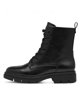 Tamaris Army Boot in Black Patent 25279