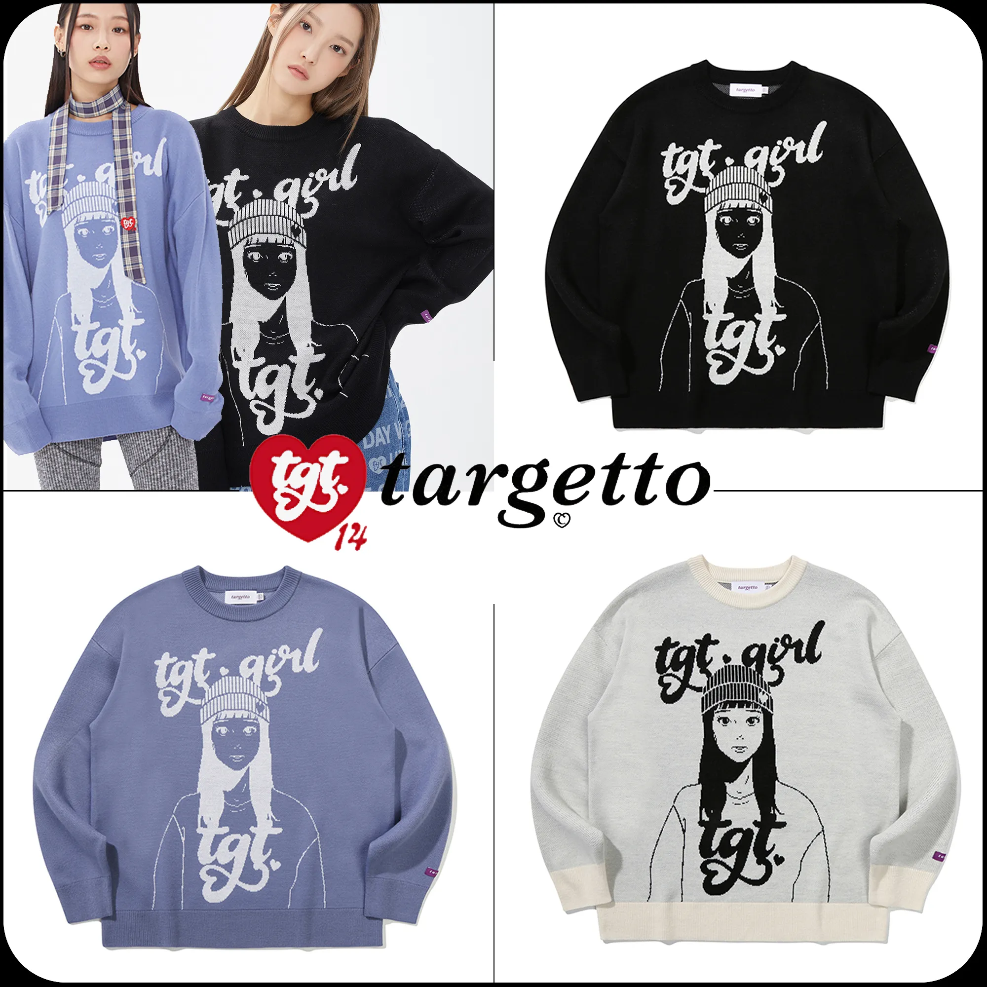 TARGETTO SEOUL  |Long Sleeves Logo V-neck & Crew neck