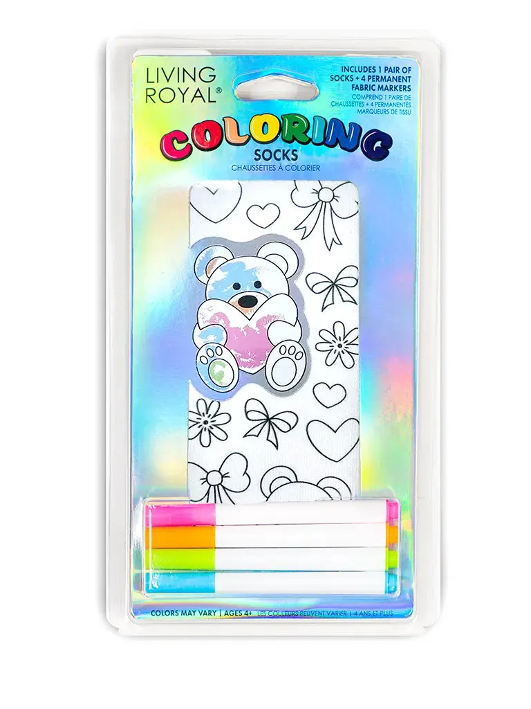 Teddy Love Coloring Socks