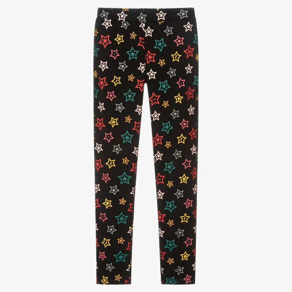 Teen Girls Black Stars Leggings