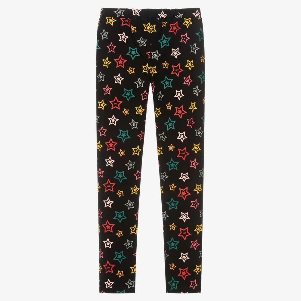 Teen Girls Black Stars Leggings