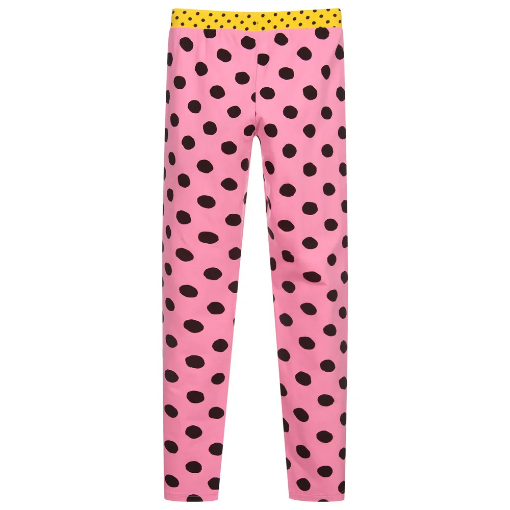 Teen Pink & Black Dot Leggings