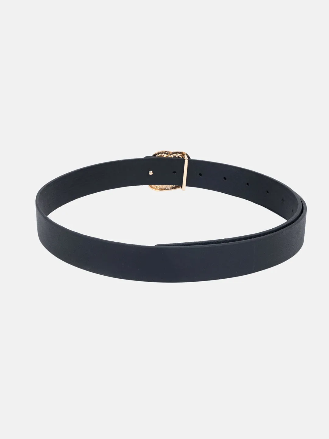 Textured Metal Buckle Broad Belt