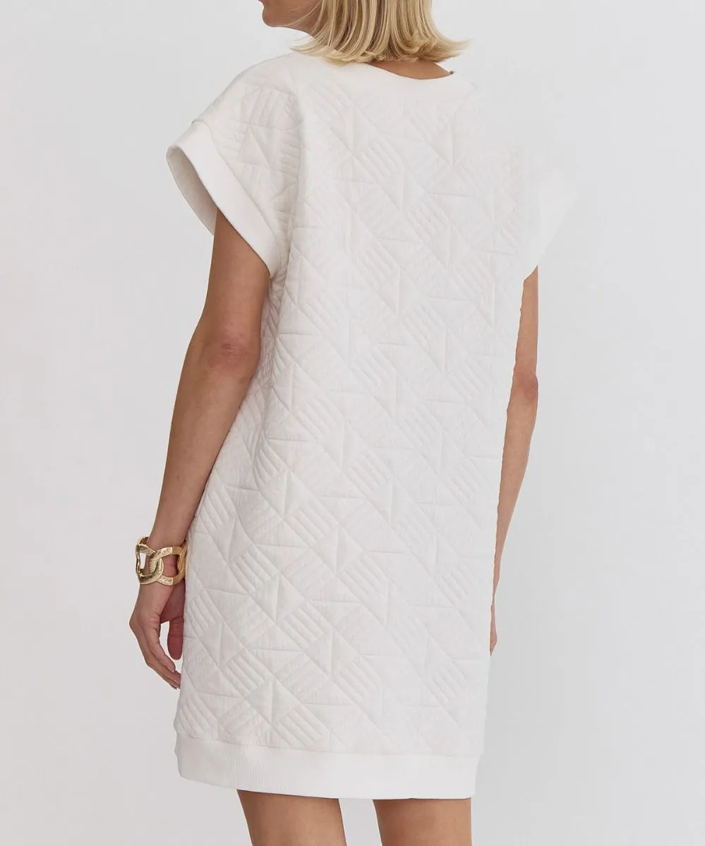 Textured Mini Dress - Off White