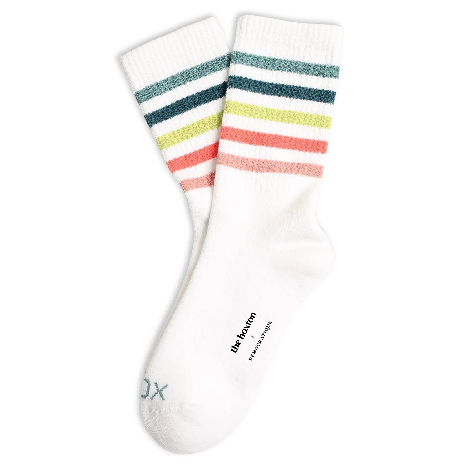 The Hoxton x Democratique Socks ATHLETIQUE Striped HOX SOX 12-pack Clear White / Irr / Bluish Green / Rude Green / Watermelon / 