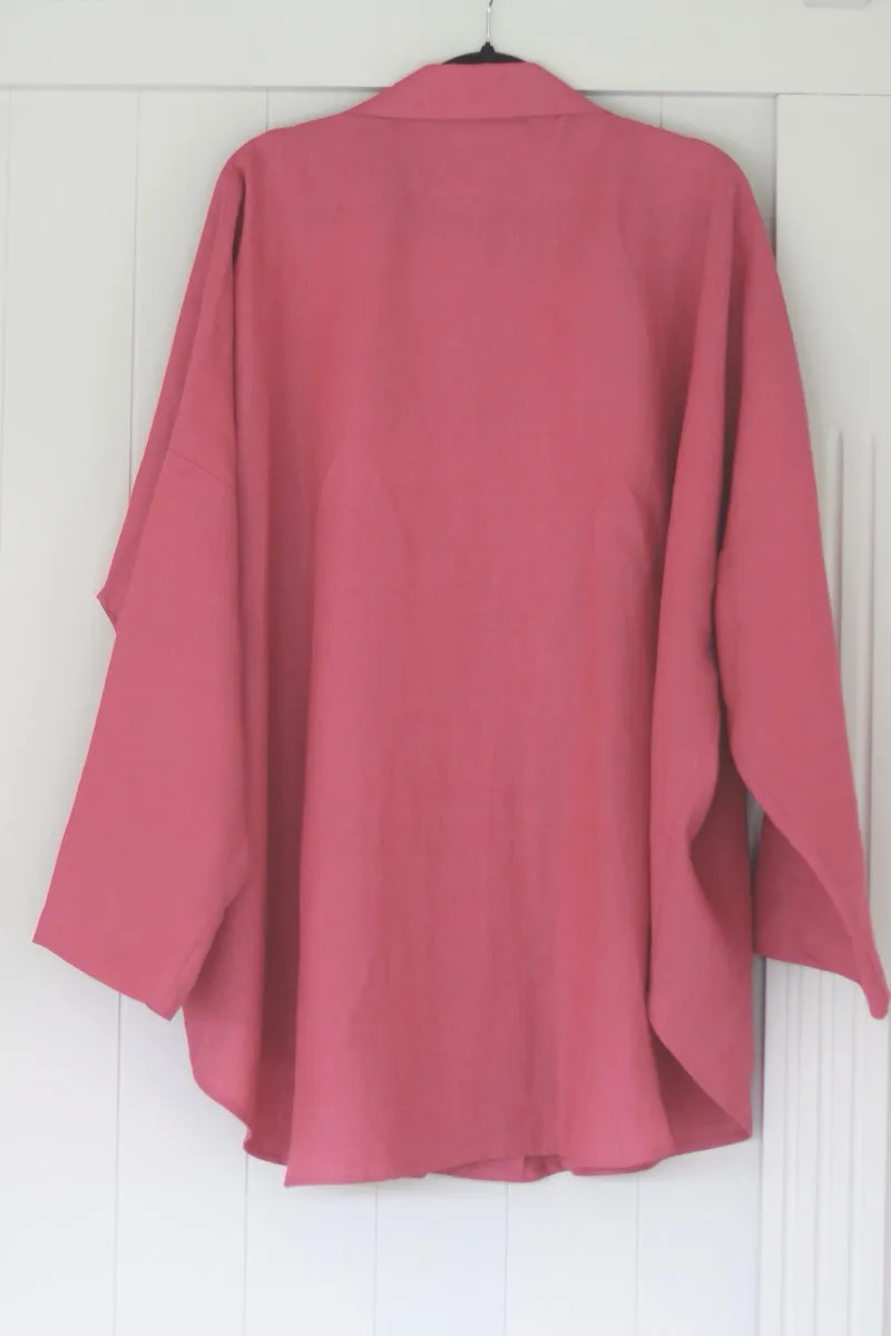 THE TARA OVERSIZED SHIRT IN RASPBERRY BELLINI IRISH LINEN