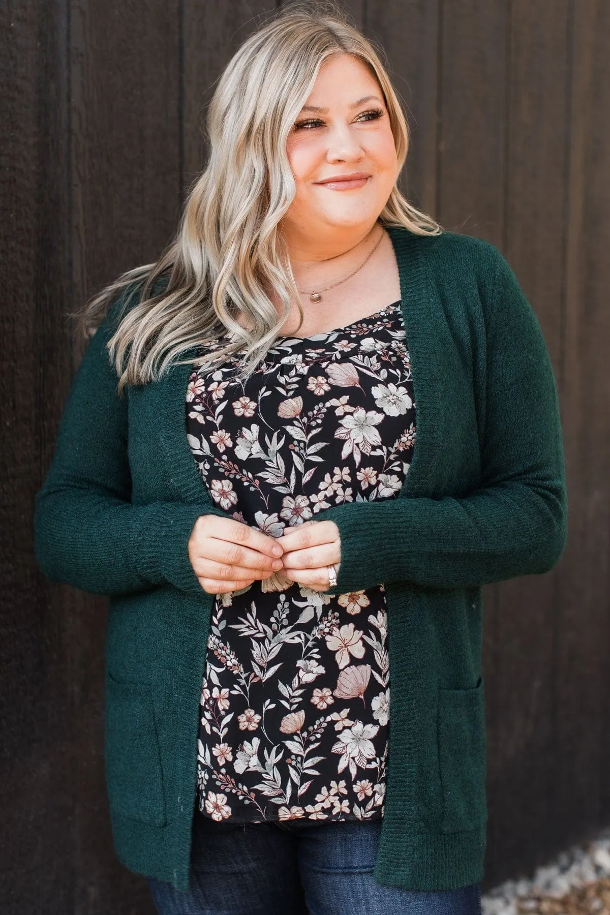 Think It Over Knit Cardigan- Forest Green