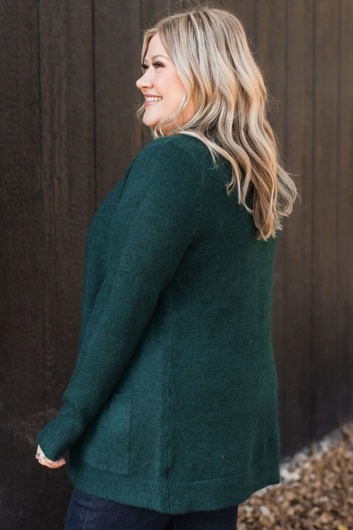 Think It Over Knit Cardigan- Forest Green