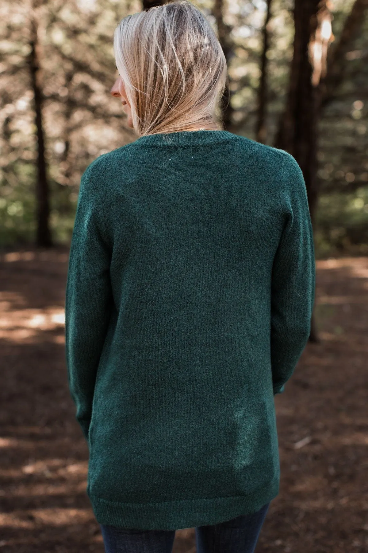 Think It Over Knit Cardigan- Forest Green