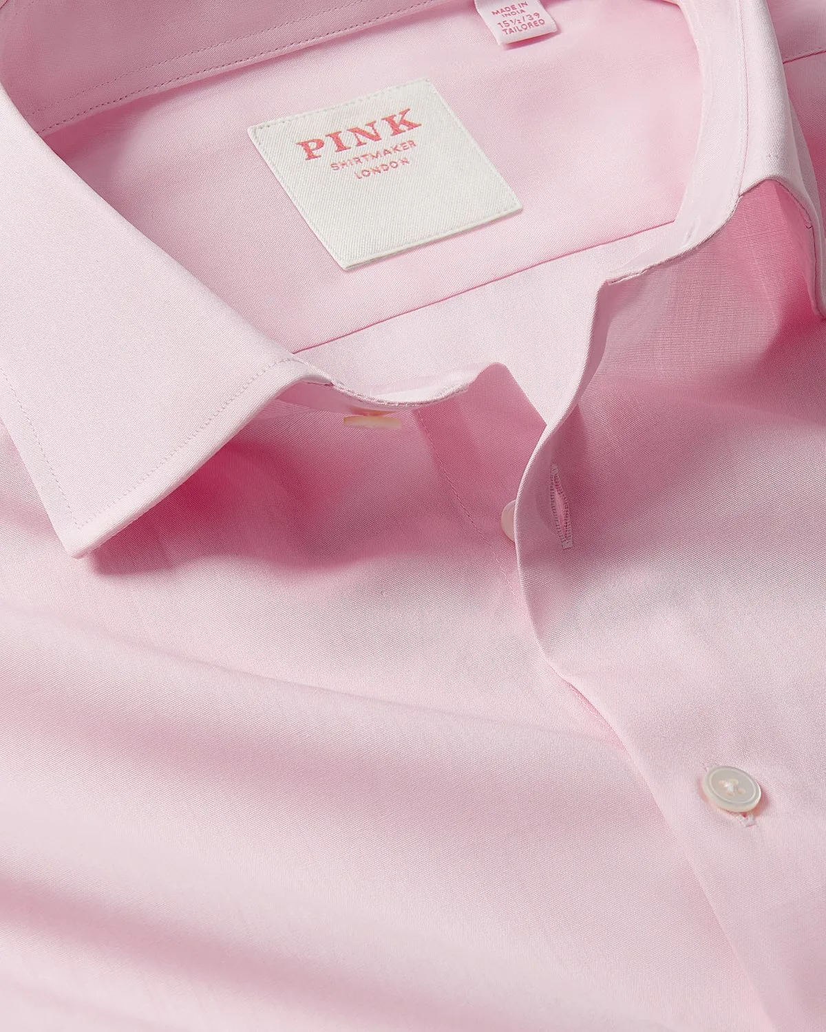 Thomas Pink Plain Poplin Shirt Pink