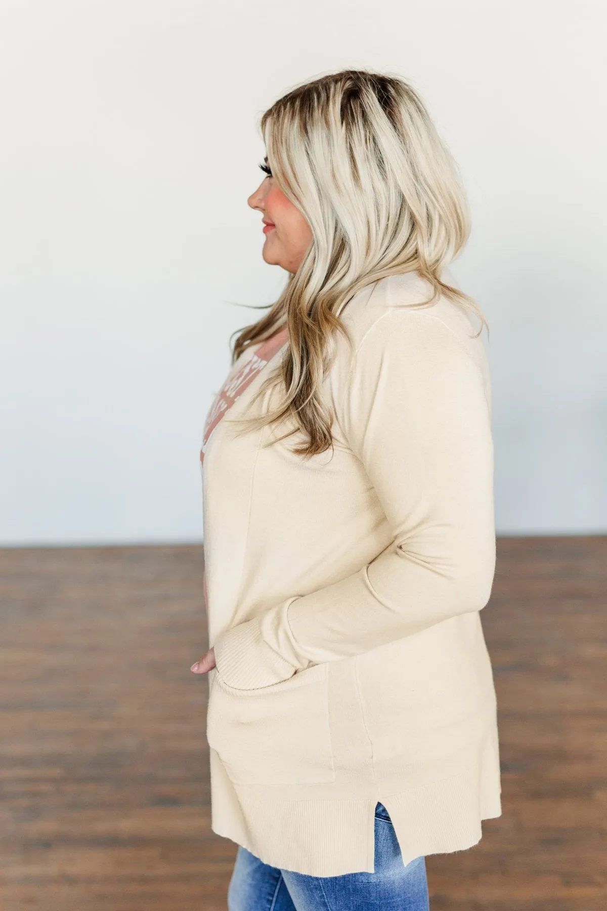 Time To Be Alive Drape Cardigan- Cream