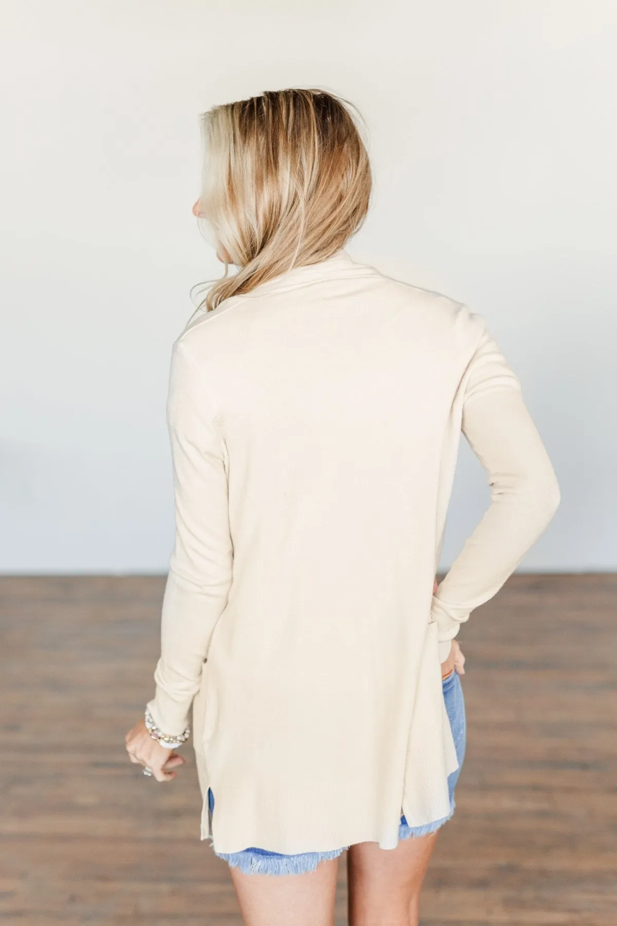 Time To Be Alive Drape Cardigan- Cream