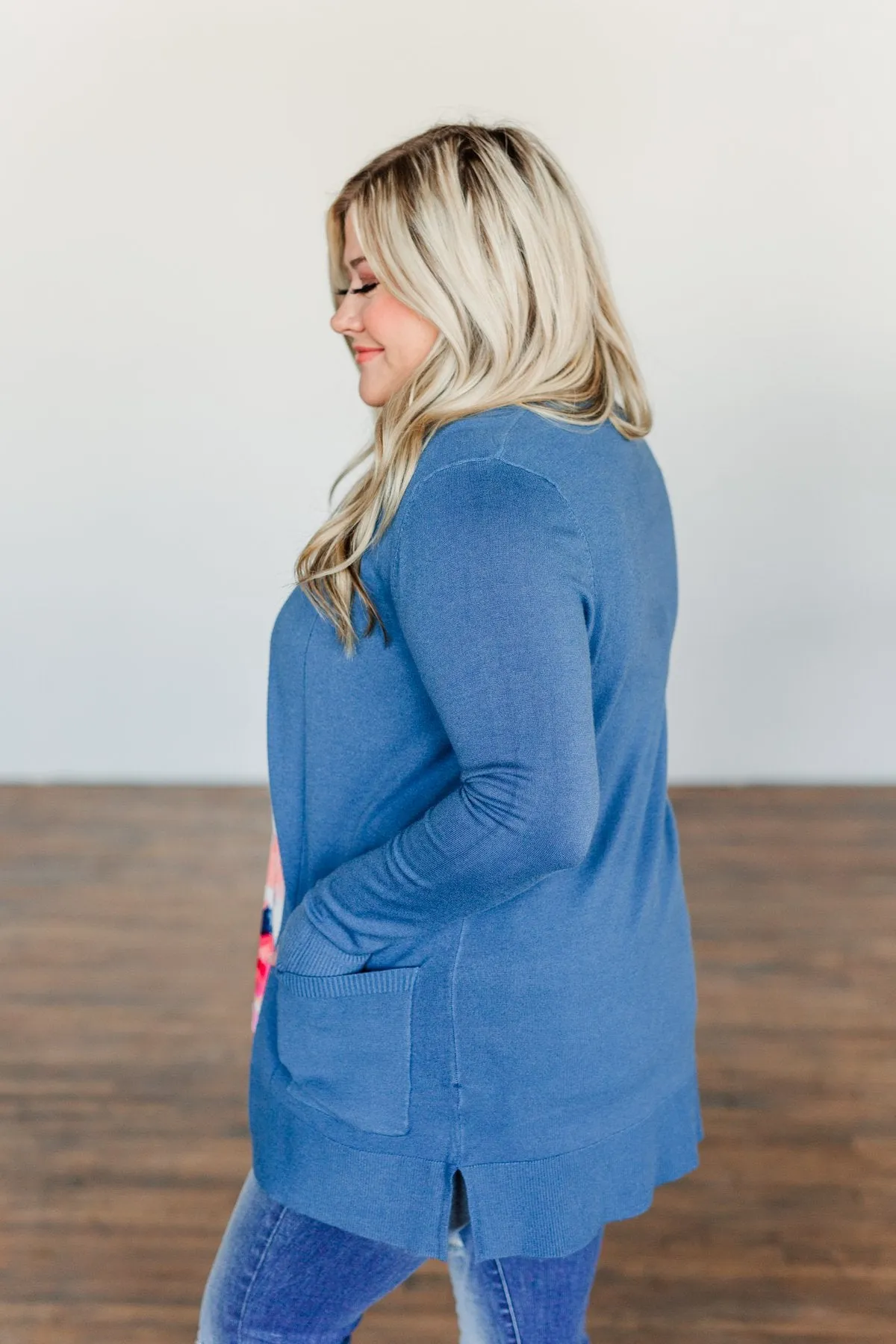 Time To Be Alive Drape Cardigan- Denim