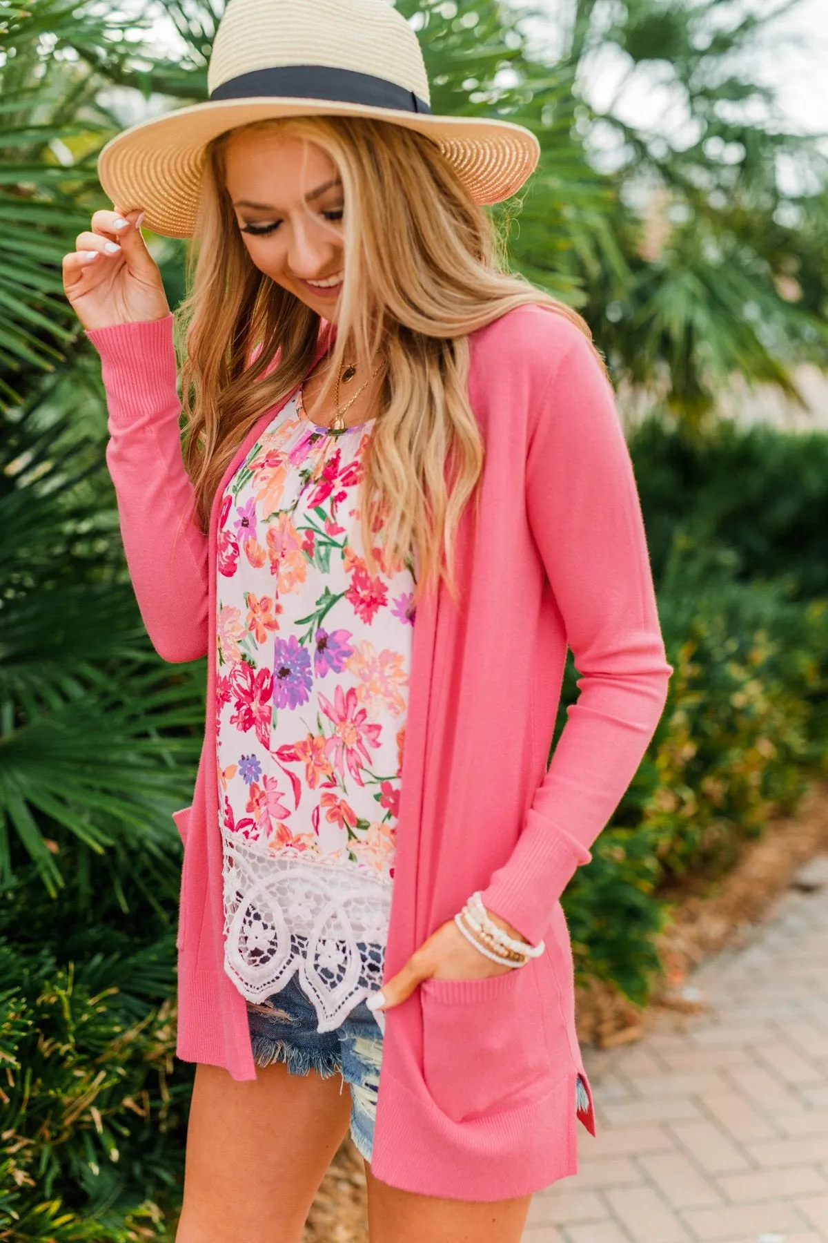 Time To Be Alive Drape Cardigan- Pink