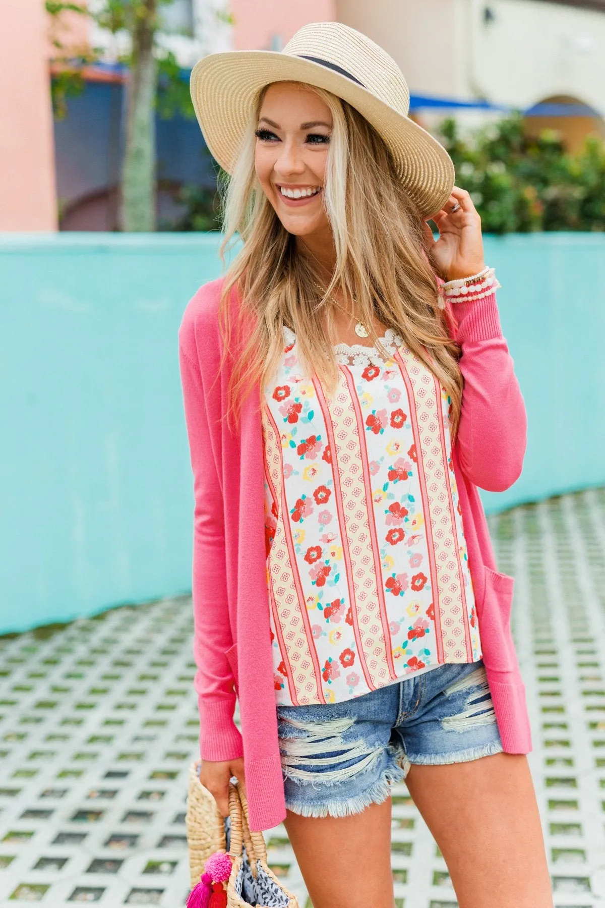 Time To Be Alive Drape Cardigan- Pink