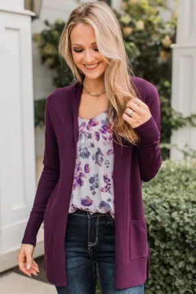 Time To Be Alive Drape Cardigan- Plum