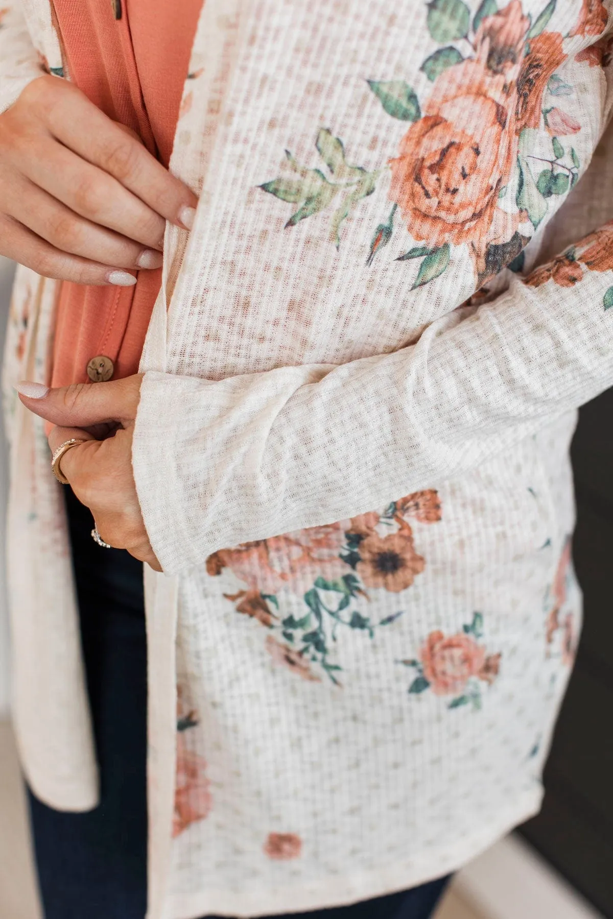 Walk By My Side Floral Cardigan- Ivory