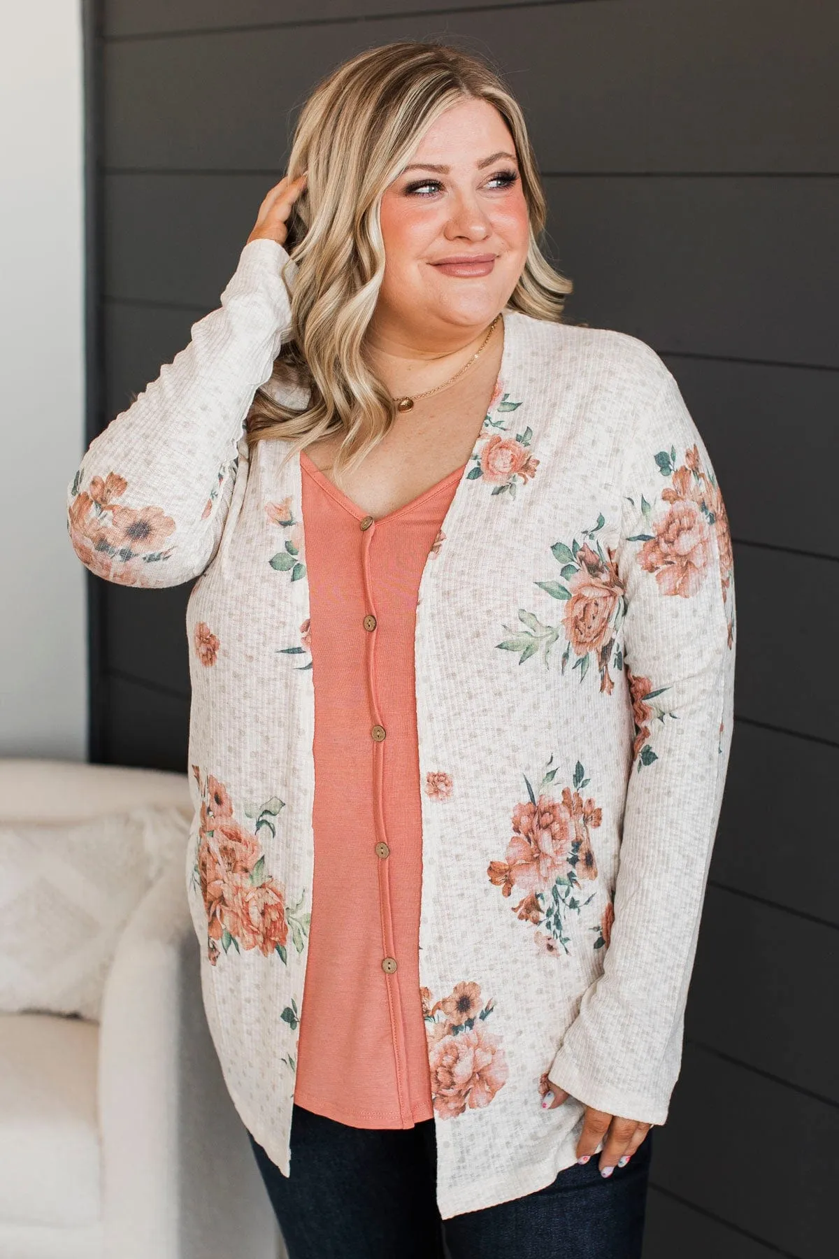 Walk By My Side Floral Cardigan- Ivory