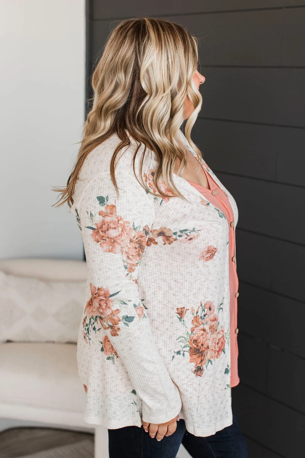 Walk By My Side Floral Cardigan- Ivory