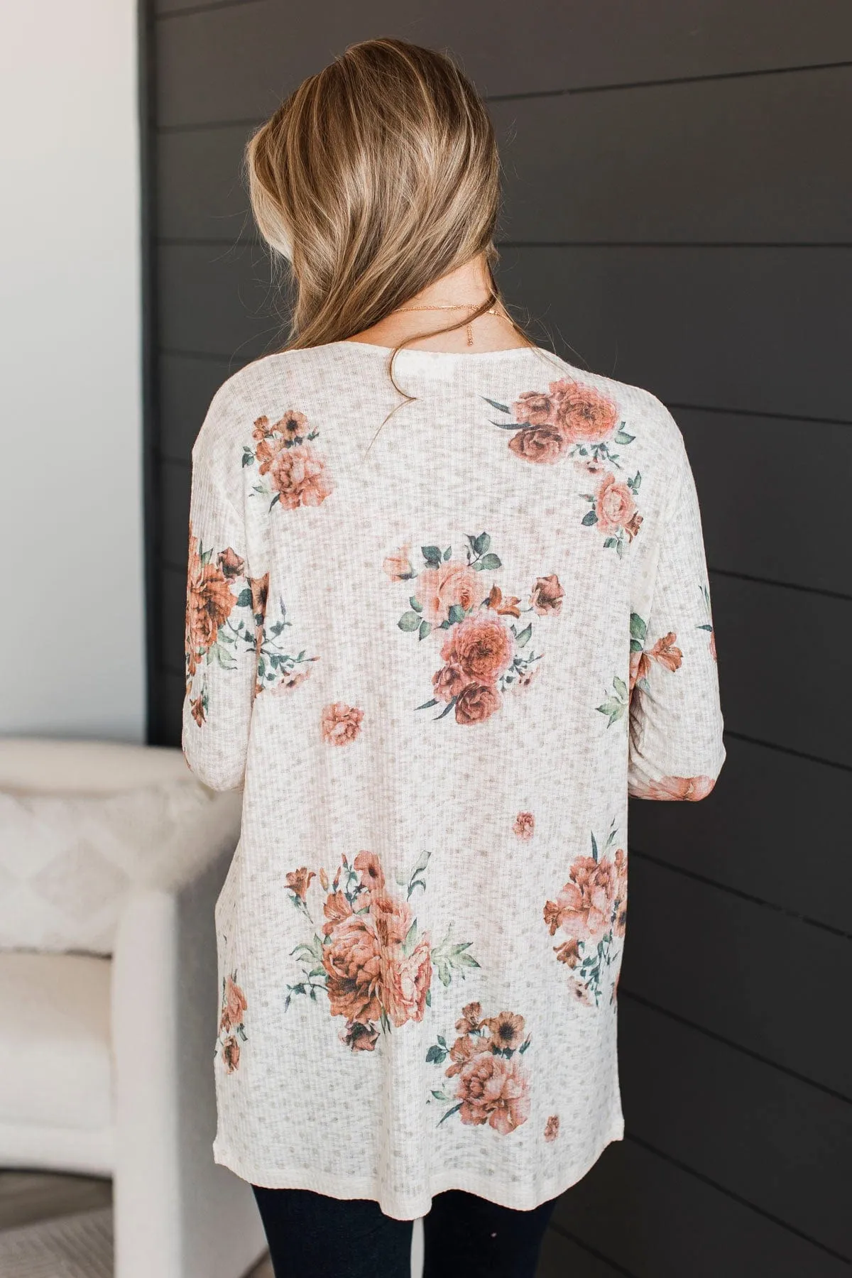 Walk By My Side Floral Cardigan- Ivory