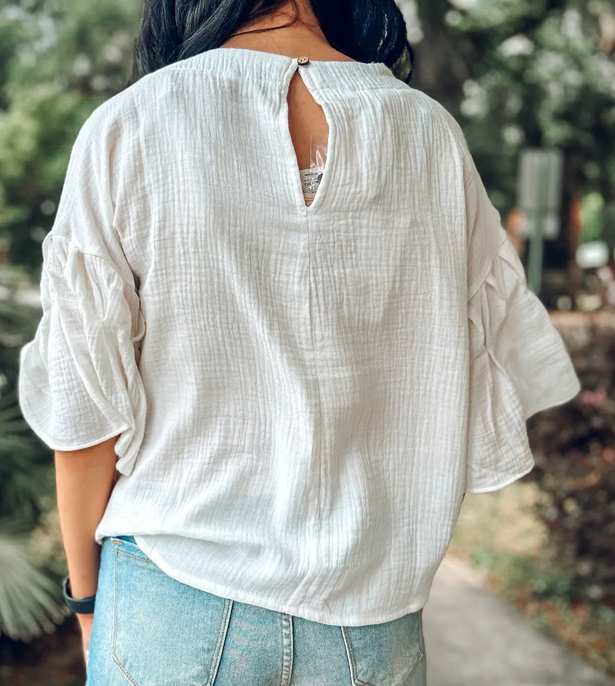 Wanna Be Ruffle Top | White