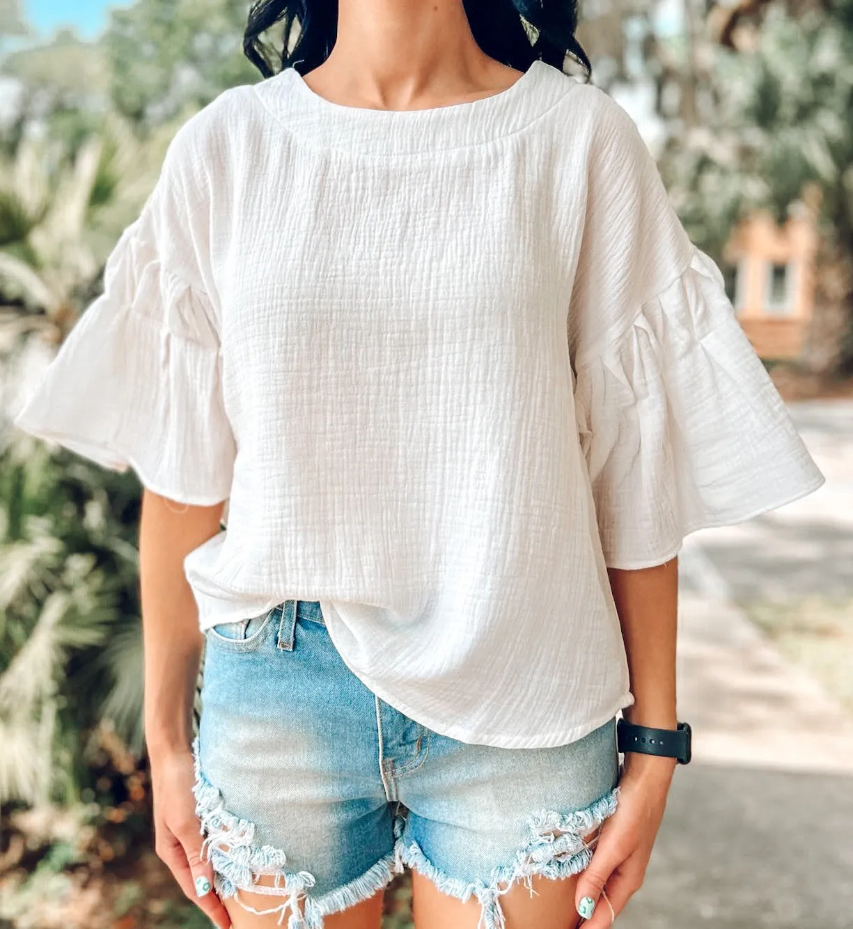 Wanna Be Ruffle Top | White