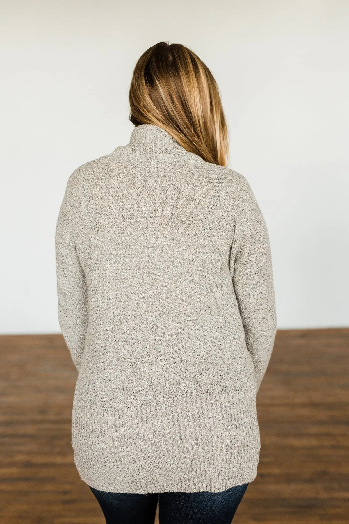 Wish You Well Knit Drape Cardigan- Taupe