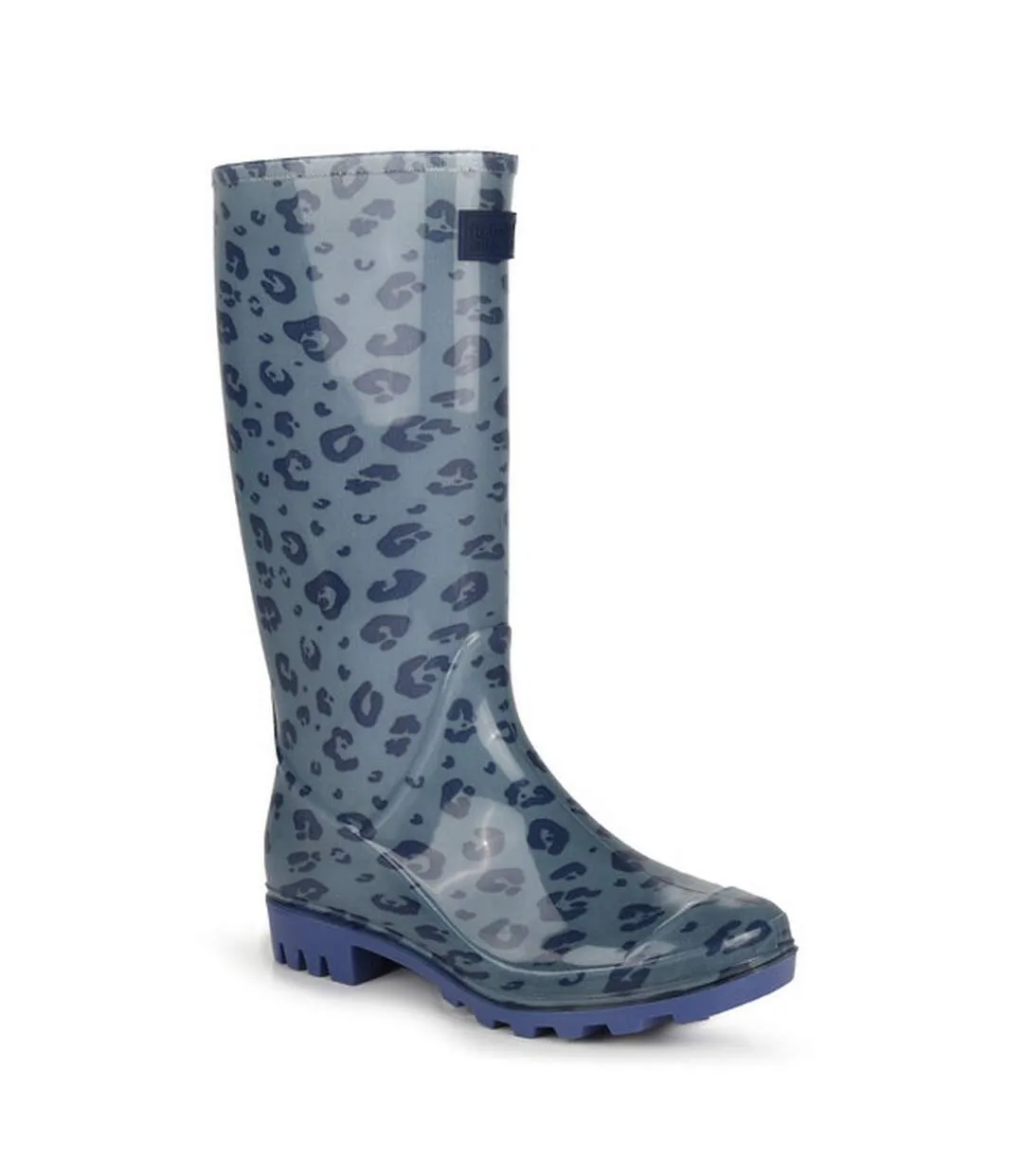 Womens/ladies wenlock animal print wellington boots ice grey/slate blue Regatta