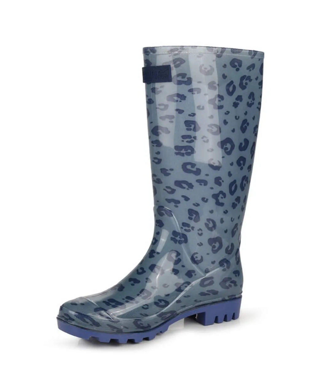 Womens/ladies wenlock animal print wellington boots ice grey/slate blue Regatta