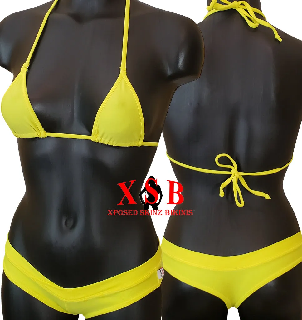 Xposed Skinz Bikinis x110 Surf Shorts Micro Thong Bottom - Yellow