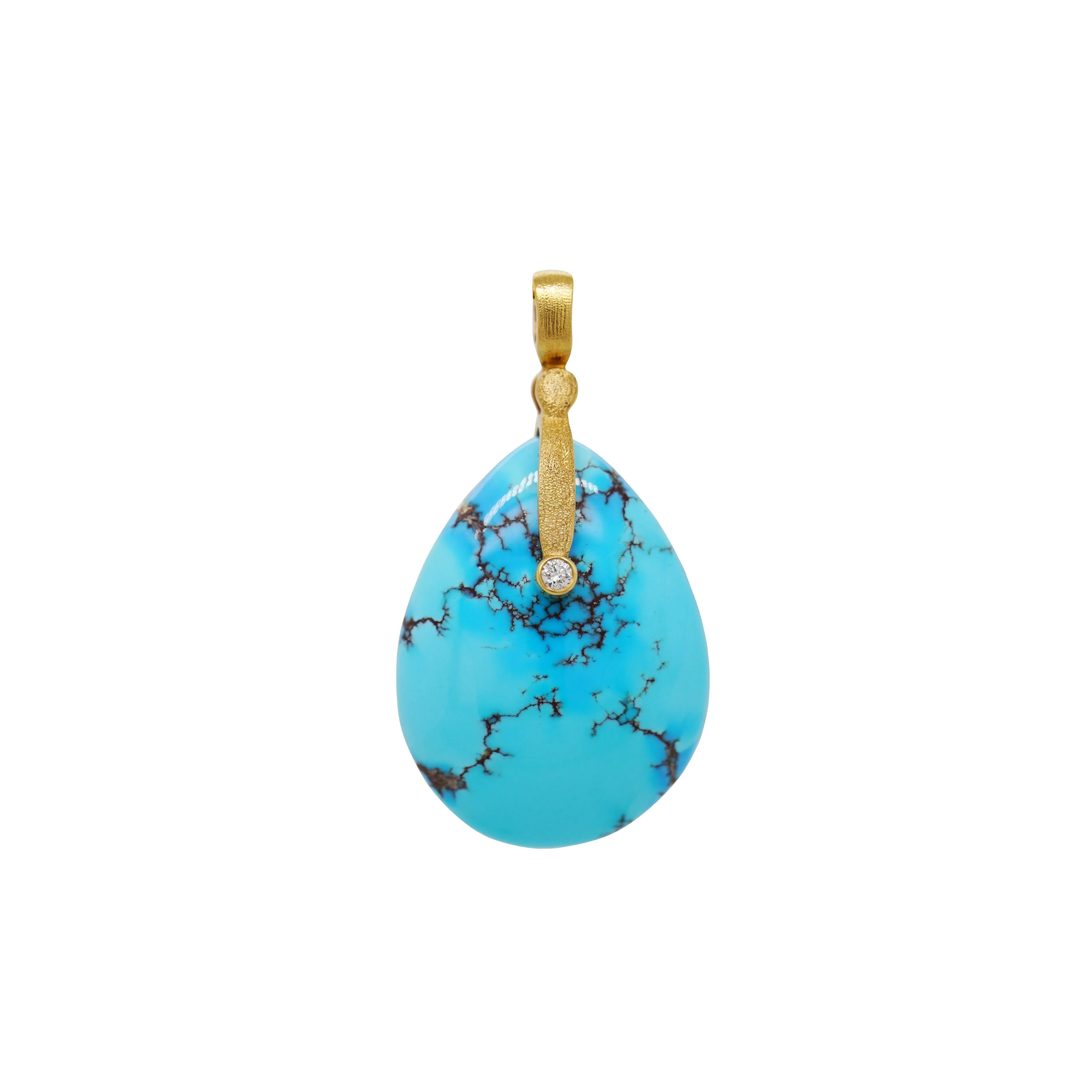 Yellow Gold and Kazakhstan Turquoise Pendant