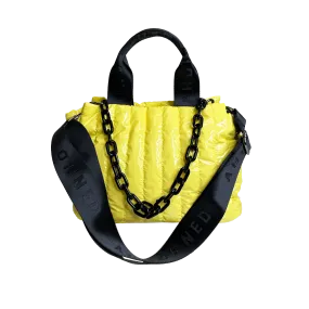 Yellow - Rosie Quilted Tote w/Black Resin Chain & 2 Adjustable Solid