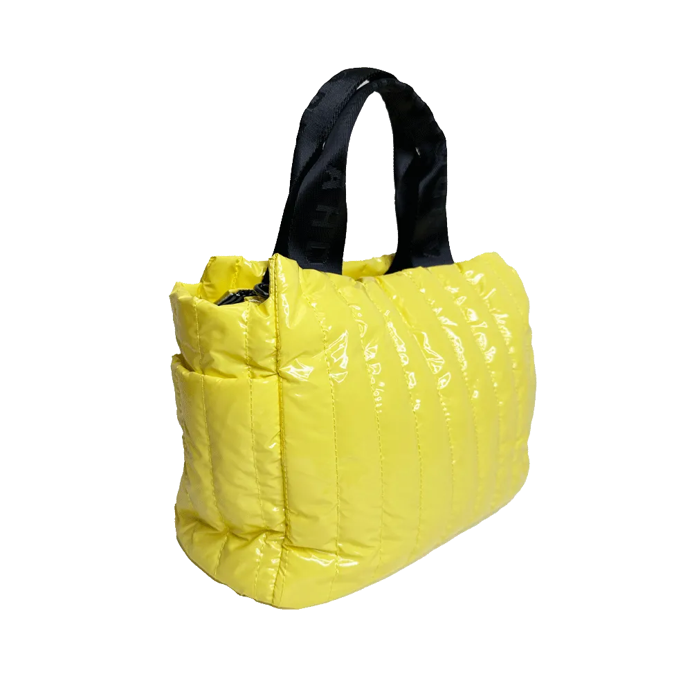 Yellow - Rosie Quilted Tote w/Black Resin Chain & 2 Adjustable Solid