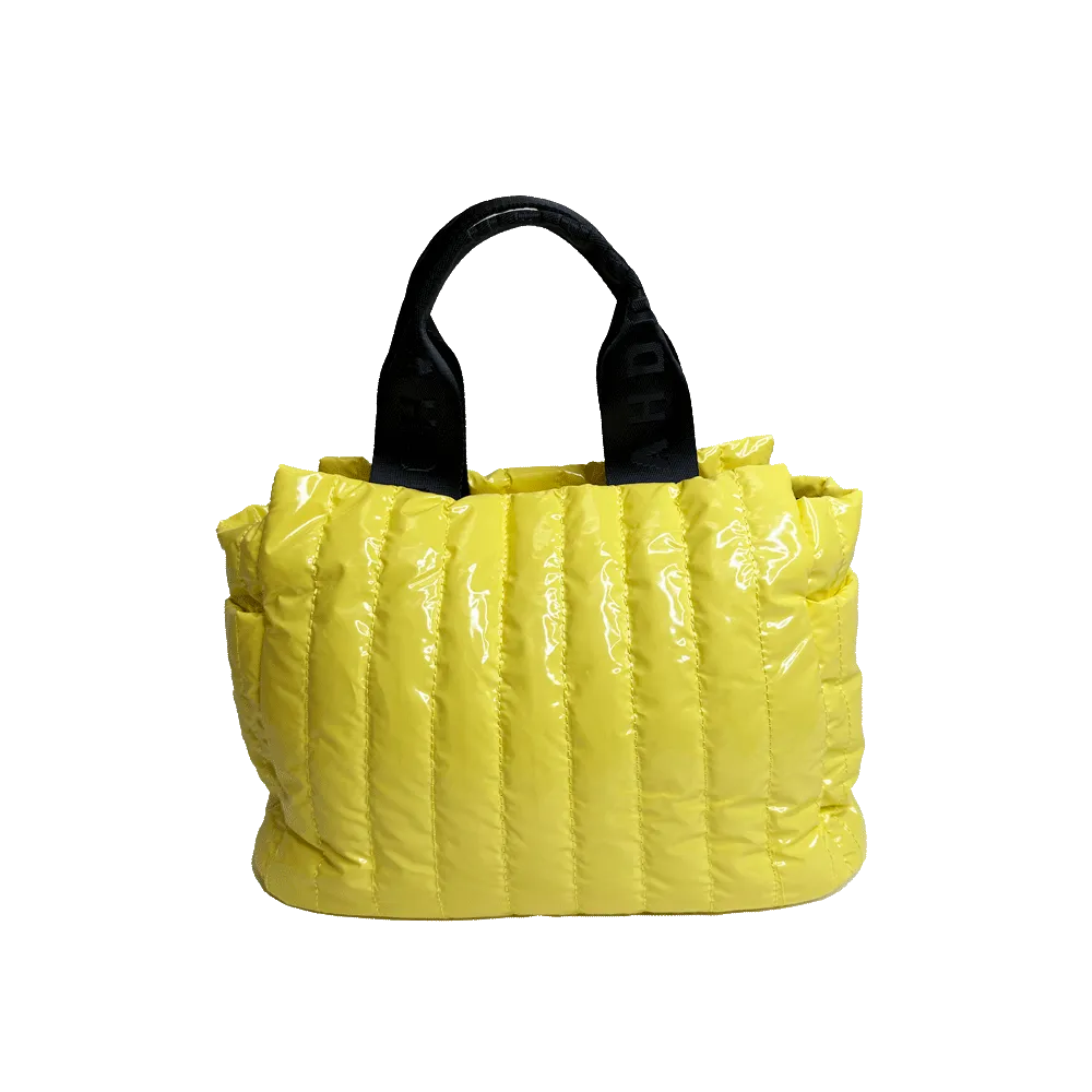 Yellow - Rosie Quilted Tote w/Black Resin Chain & 2 Adjustable Solid