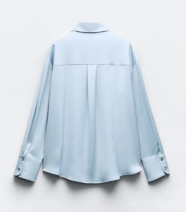 ZARA  |HIDDEN BUTTON SATIN EFFECT SHIRT