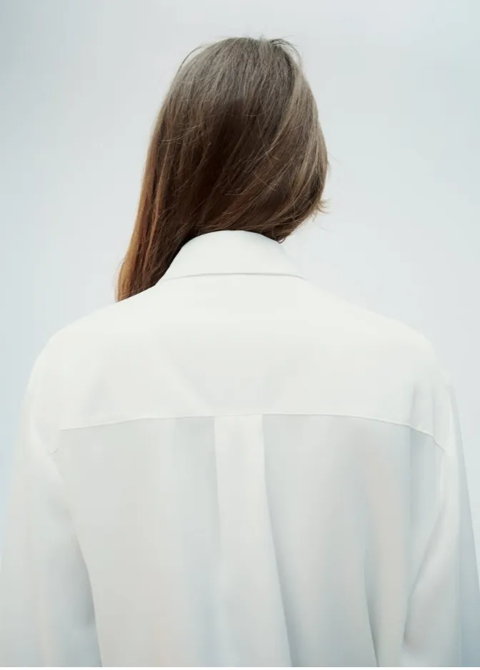 ZARA  |HIDDEN BUTTON SATIN EFFECT SHIRT