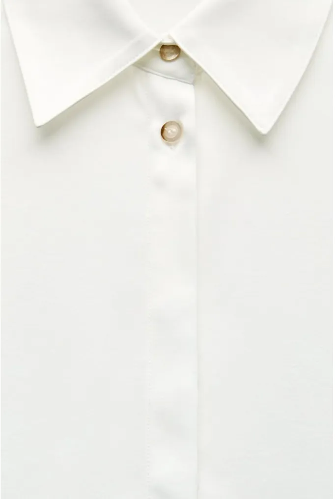 ZARA  |HIDDEN BUTTON SATIN EFFECT SHIRT